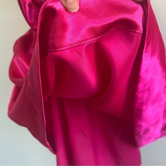 ANTHROPOLOGIE Maeve Pink Satin Mini Bow-Tie Pleated Fit & Flare Dress - Size 8 - Picture 14 of 16